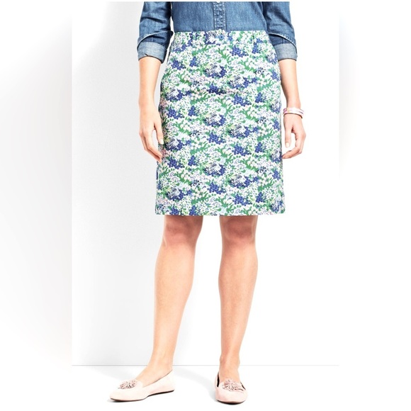 Talbots A-LINE STRETCH SKIRT FLOWER PRINT Size 16 Green Blue Pink Casual Spring - Picture 2 of 10